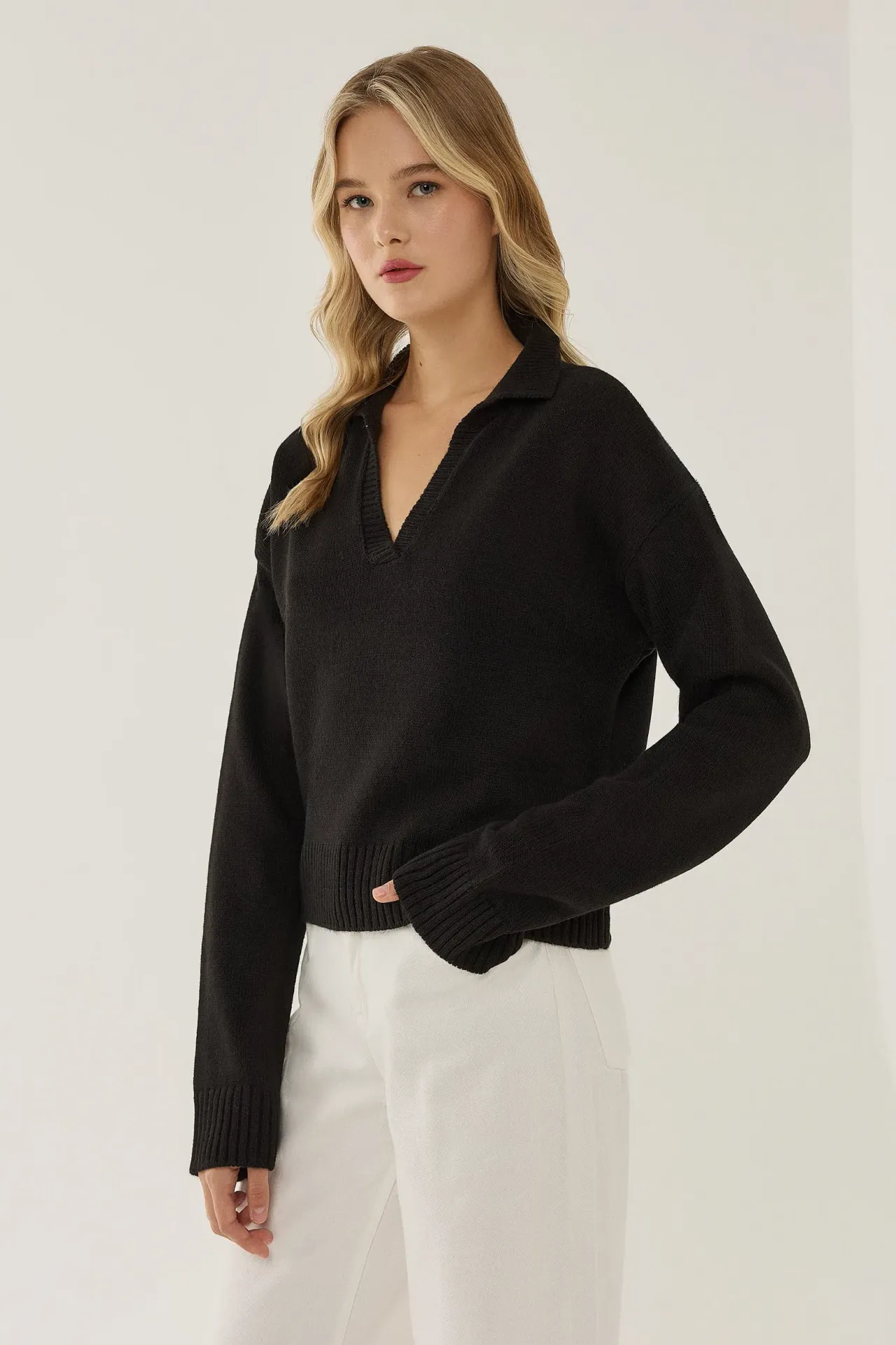 Polo Collar Knit Sweater