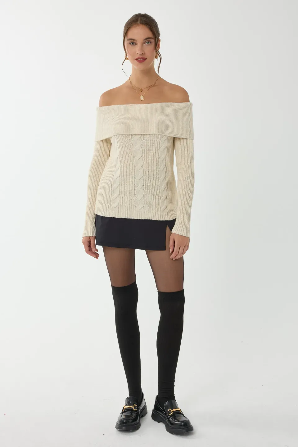Off Shoulder Knitted Sweater
