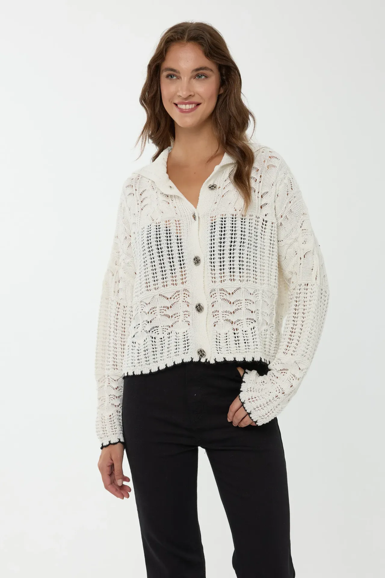 Buttoned Knit Cardigan