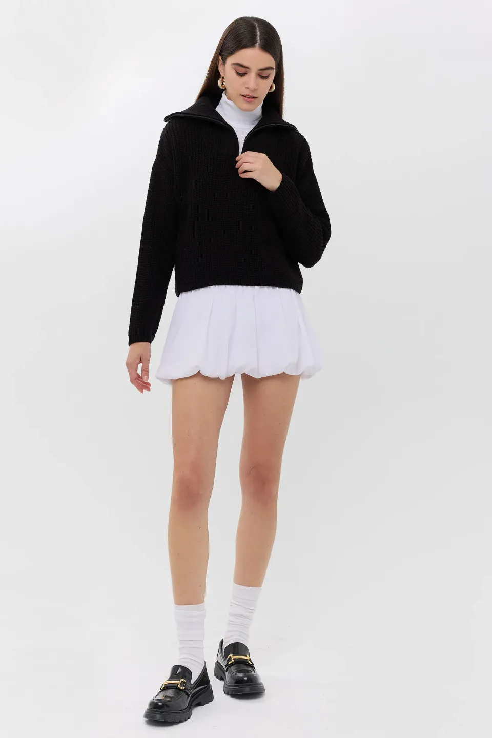 Zippered Regular-Fit Knit Sweater