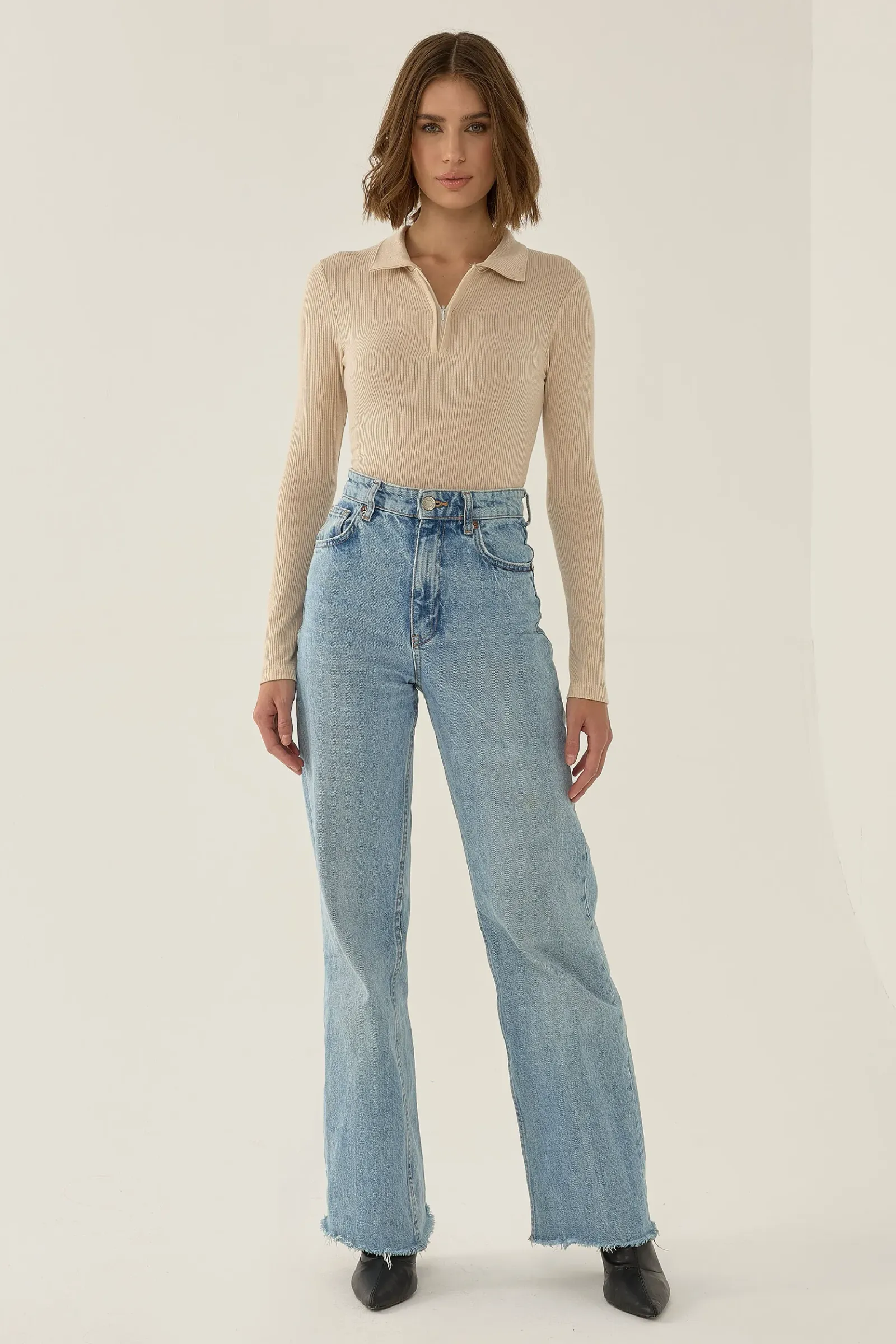 Polo Neck Zipper Bodysuit 5