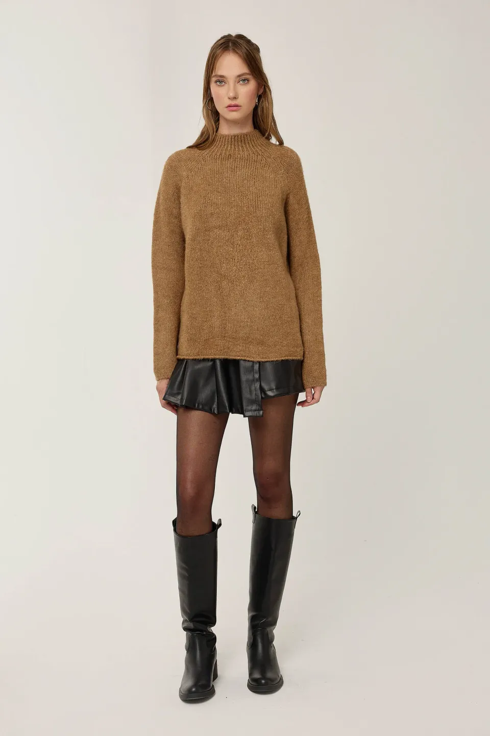 Oversized High-neck Knit Sweater