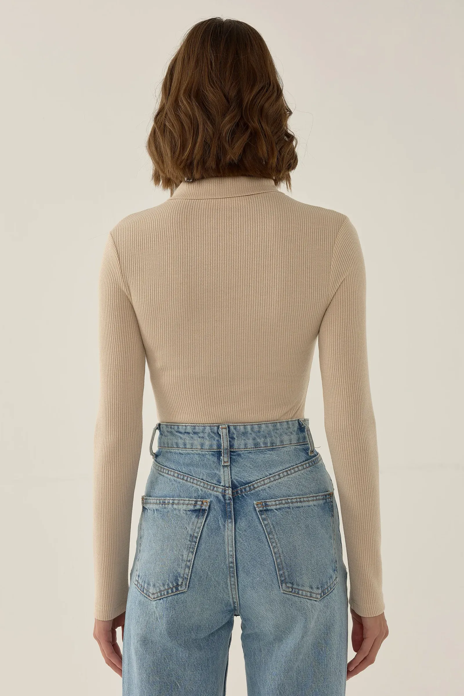 Polo Neck Zipper Bodysuit 9