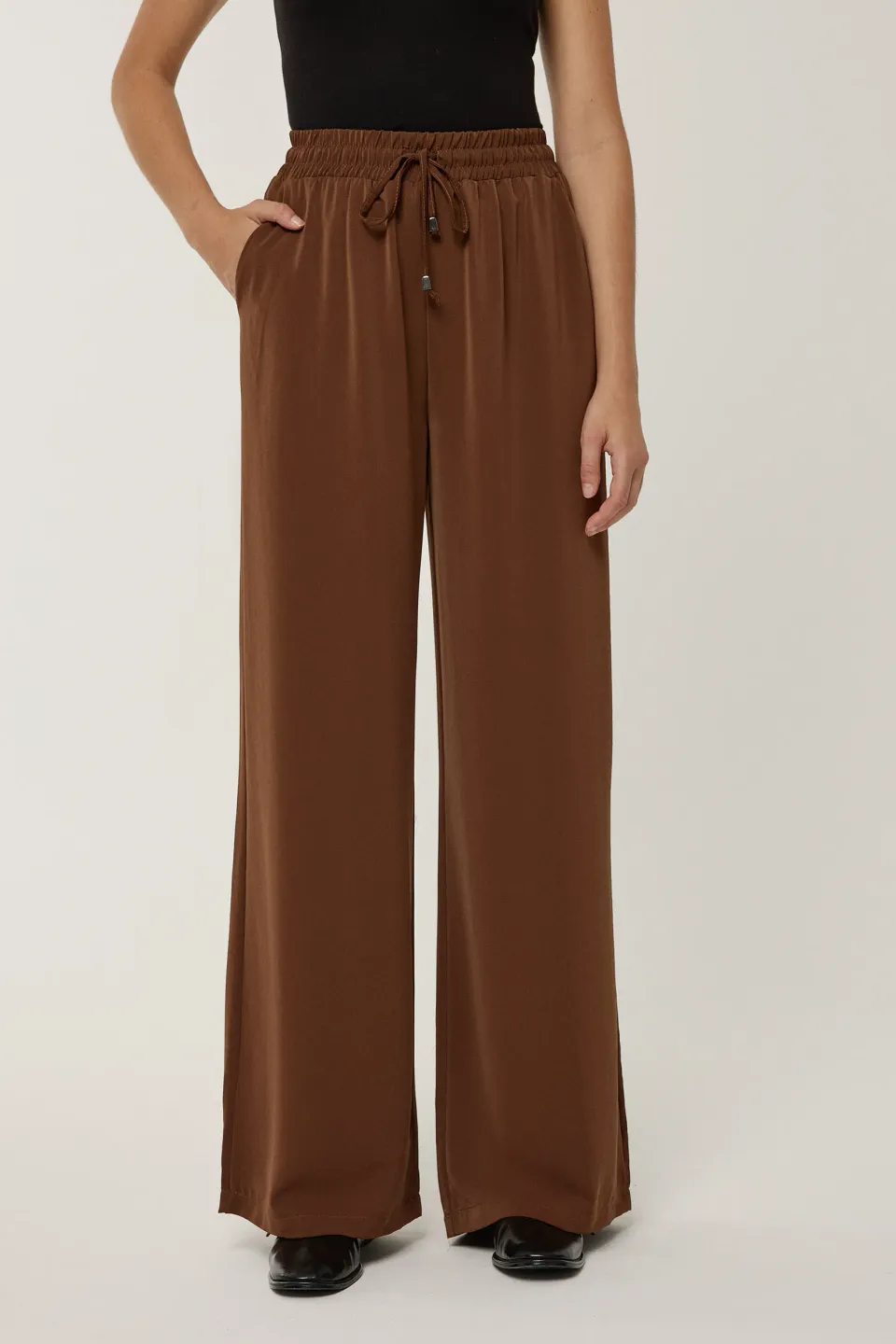 Elastic Waist Wide Leg Pants