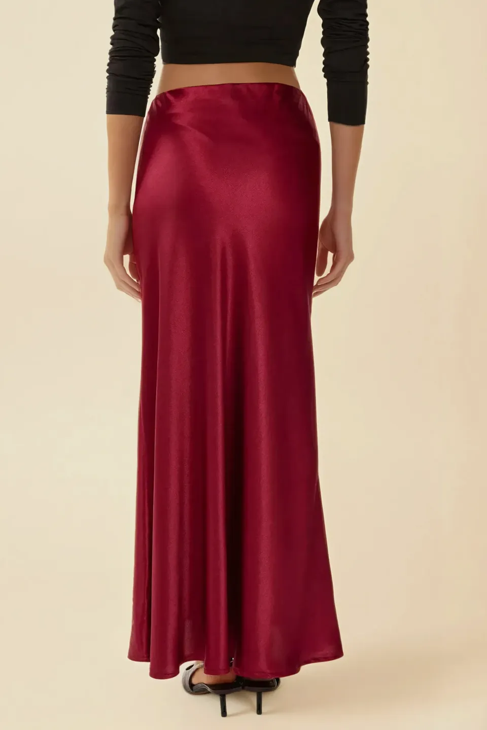 Bias Cut Maxi Satin Skirt