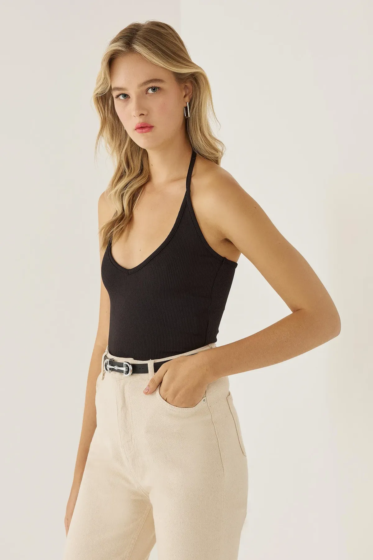 Halter Neck Jersey Crop Top 5