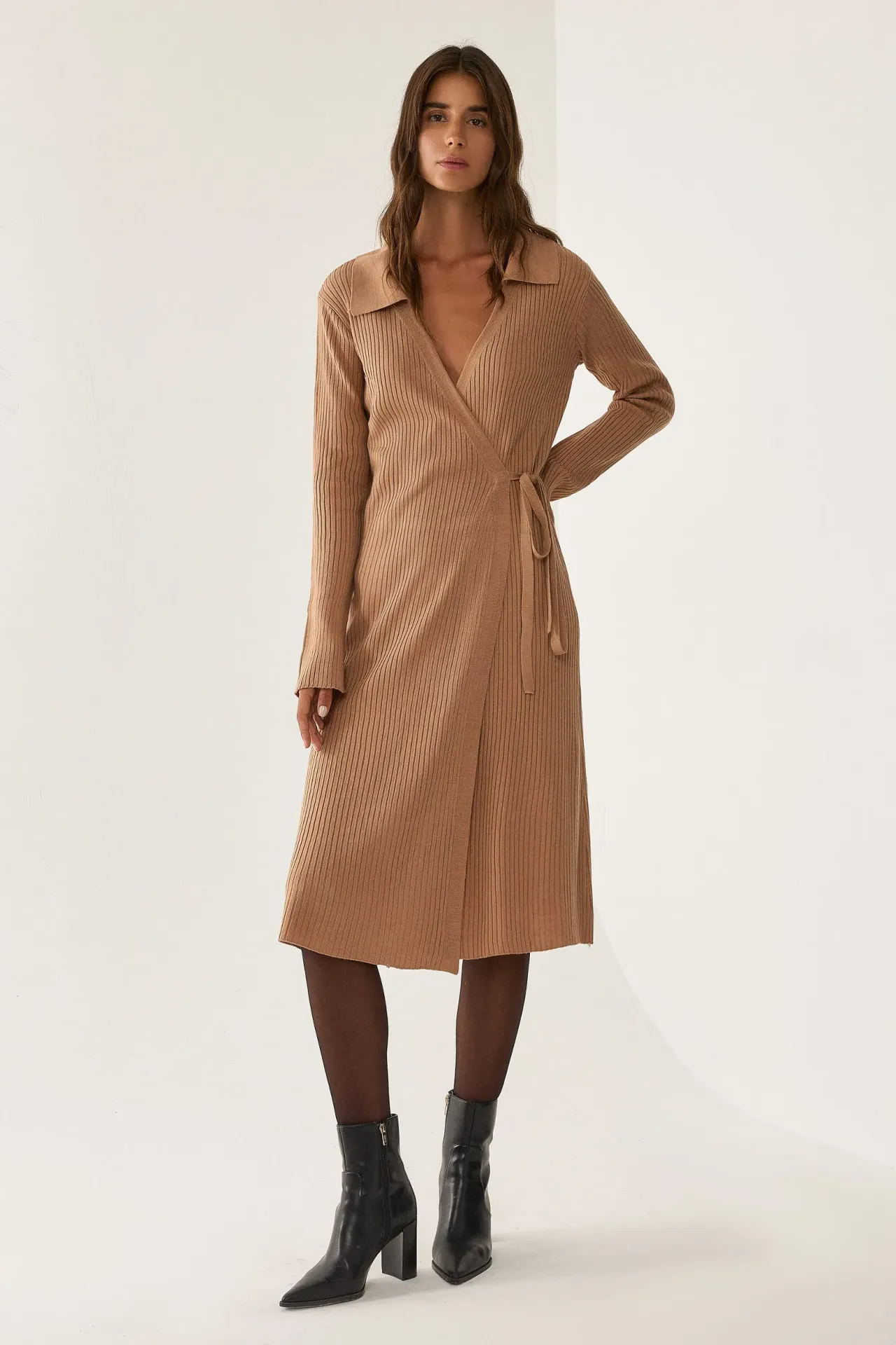 Polo Collar Maxi Knit Dress