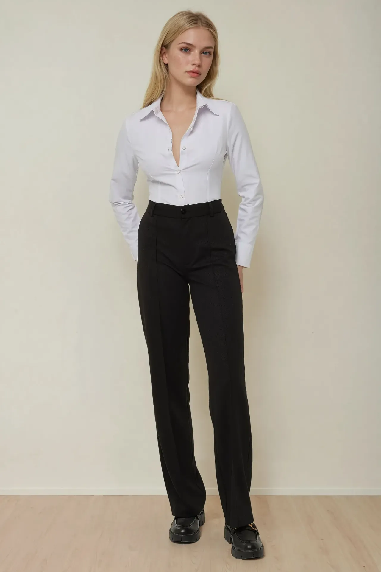 Straight Leg Pants with Stitch Detailed  4