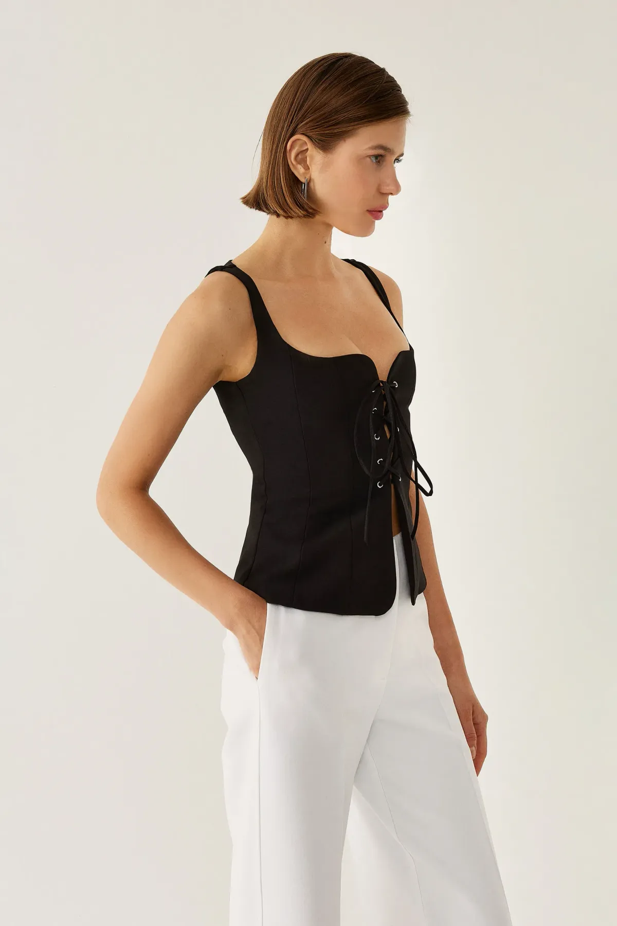 Tie Up Detailed Waistcoat 1