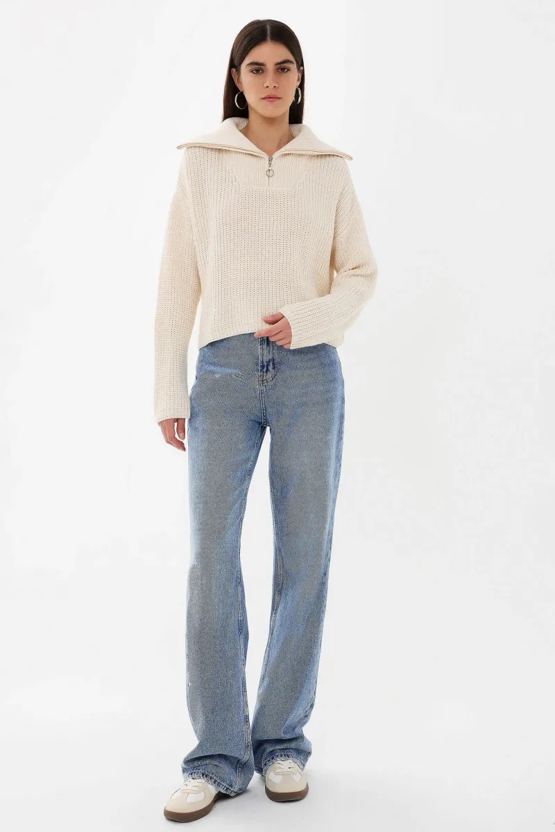 Zippered Regular-Fit Knit Sweater 1