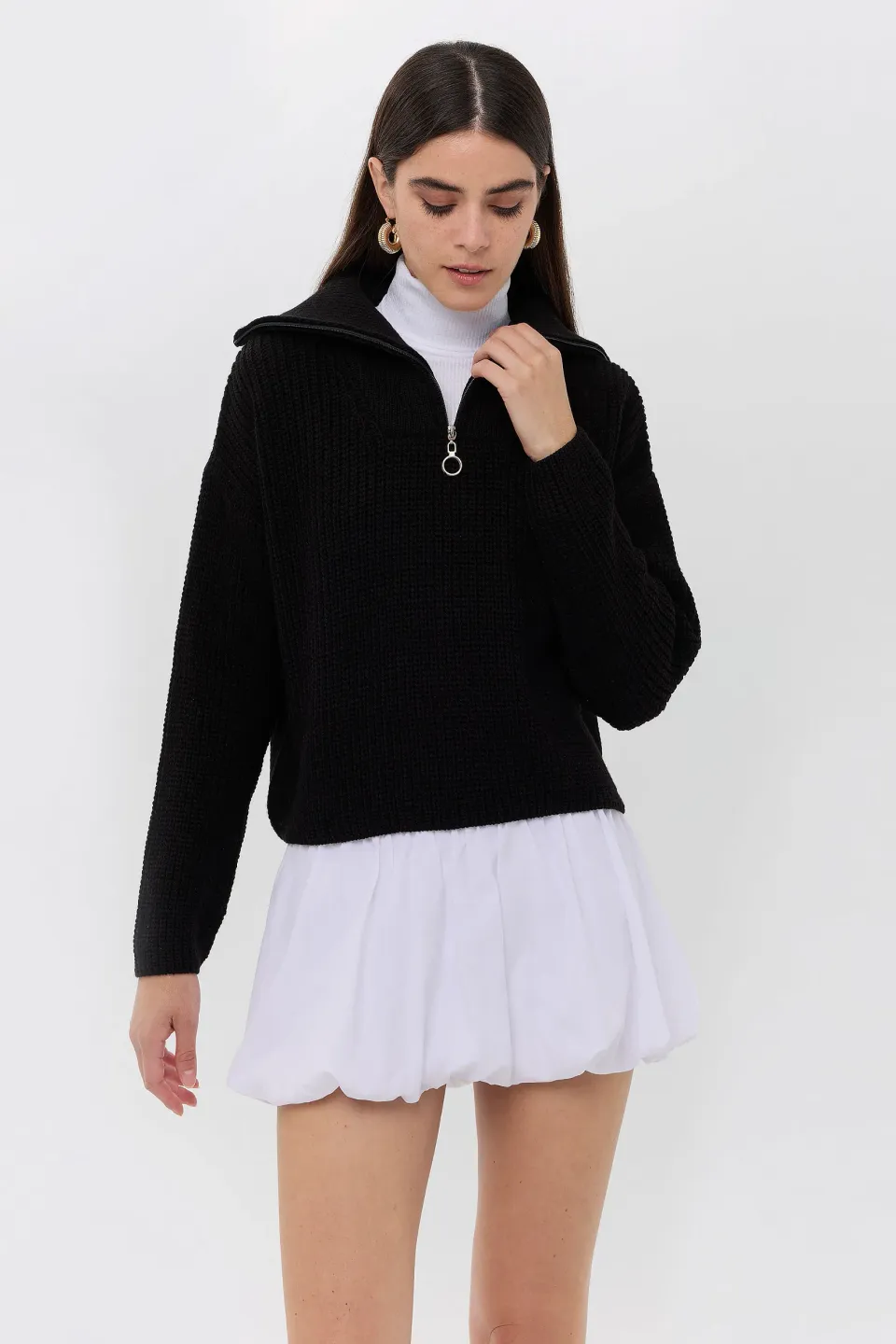 Zippered Regular-Fit Knit Sweater