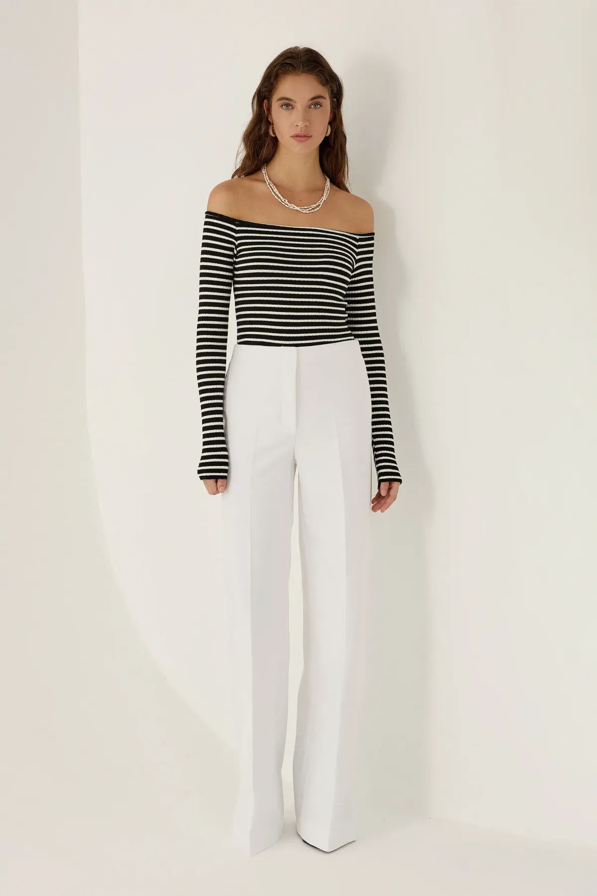 Off Shoulder Striped Blouse 3