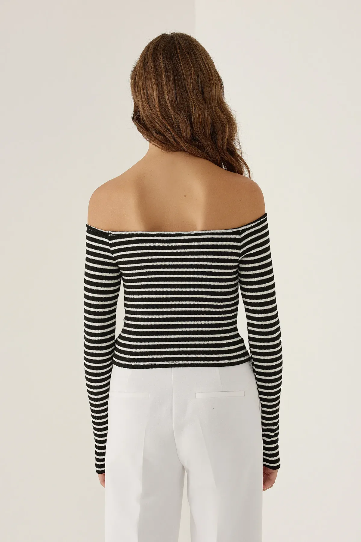 Off Shoulder Striped Blouse 5