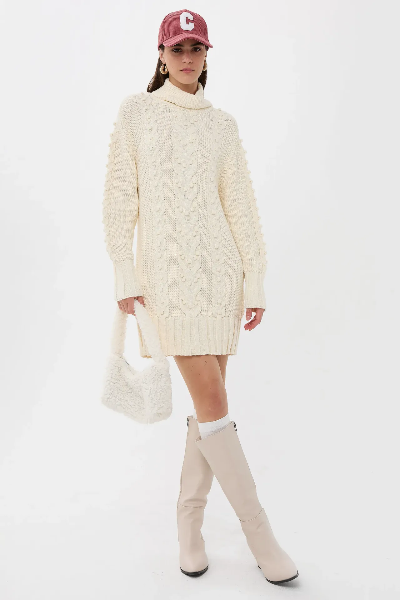 Knitted High-Neck Mini Dress