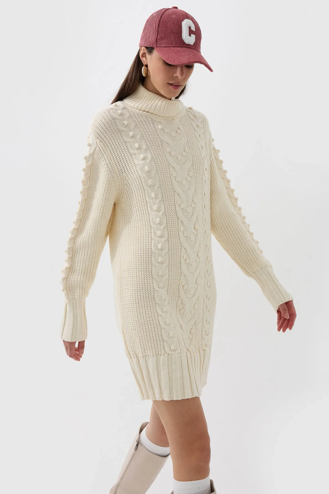 Knitted High-Neck Mini Dress