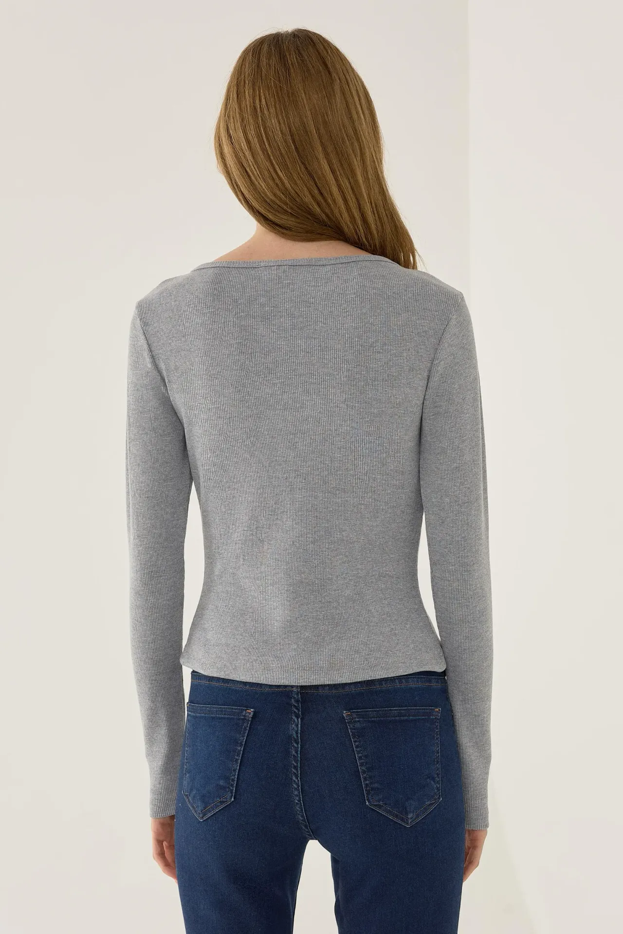 Button Collar Long Sleeve T-Shirt