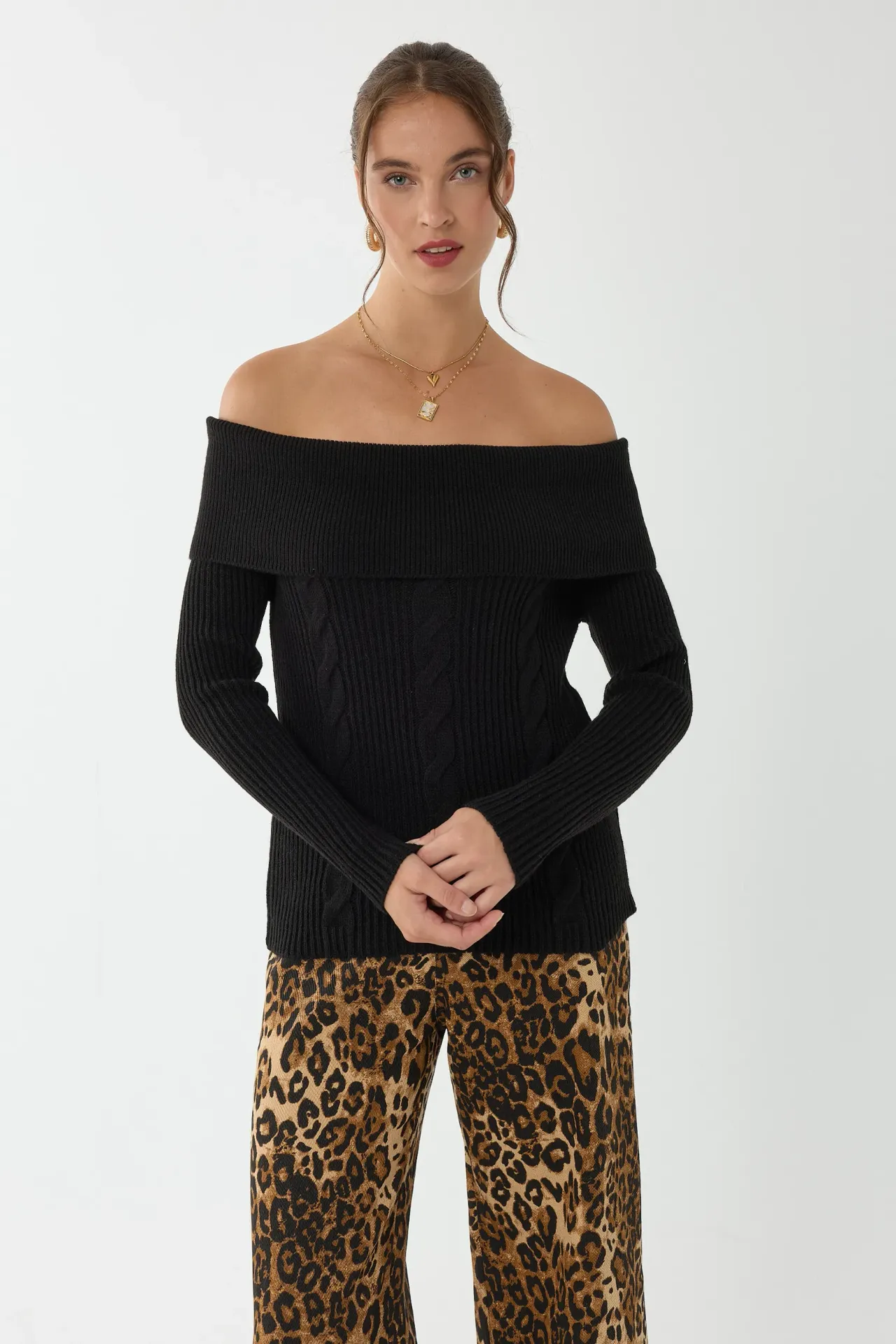 Off Shoulder Knitted Sweater