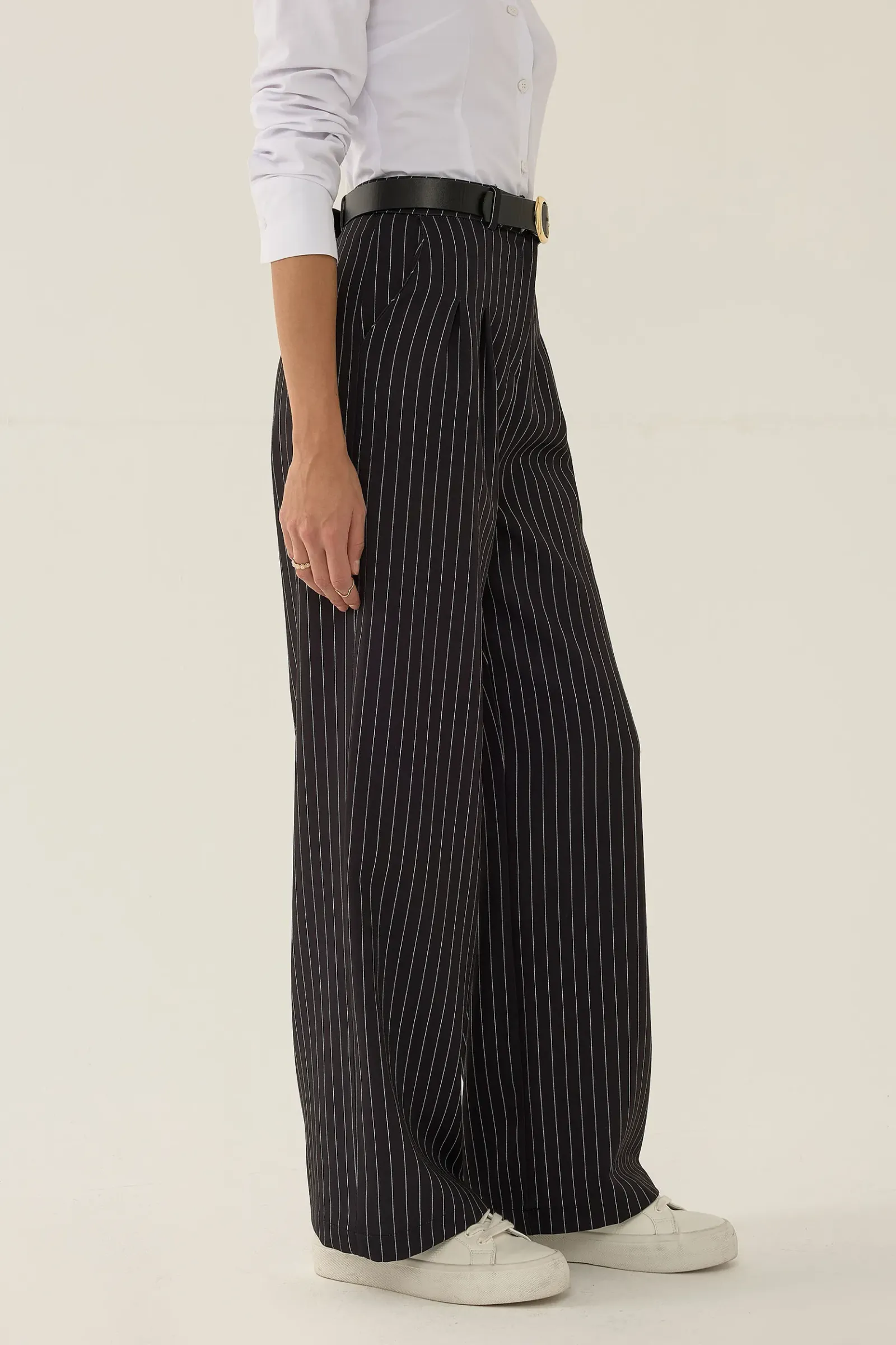 High Waist Striped Straight Leg Pants 3