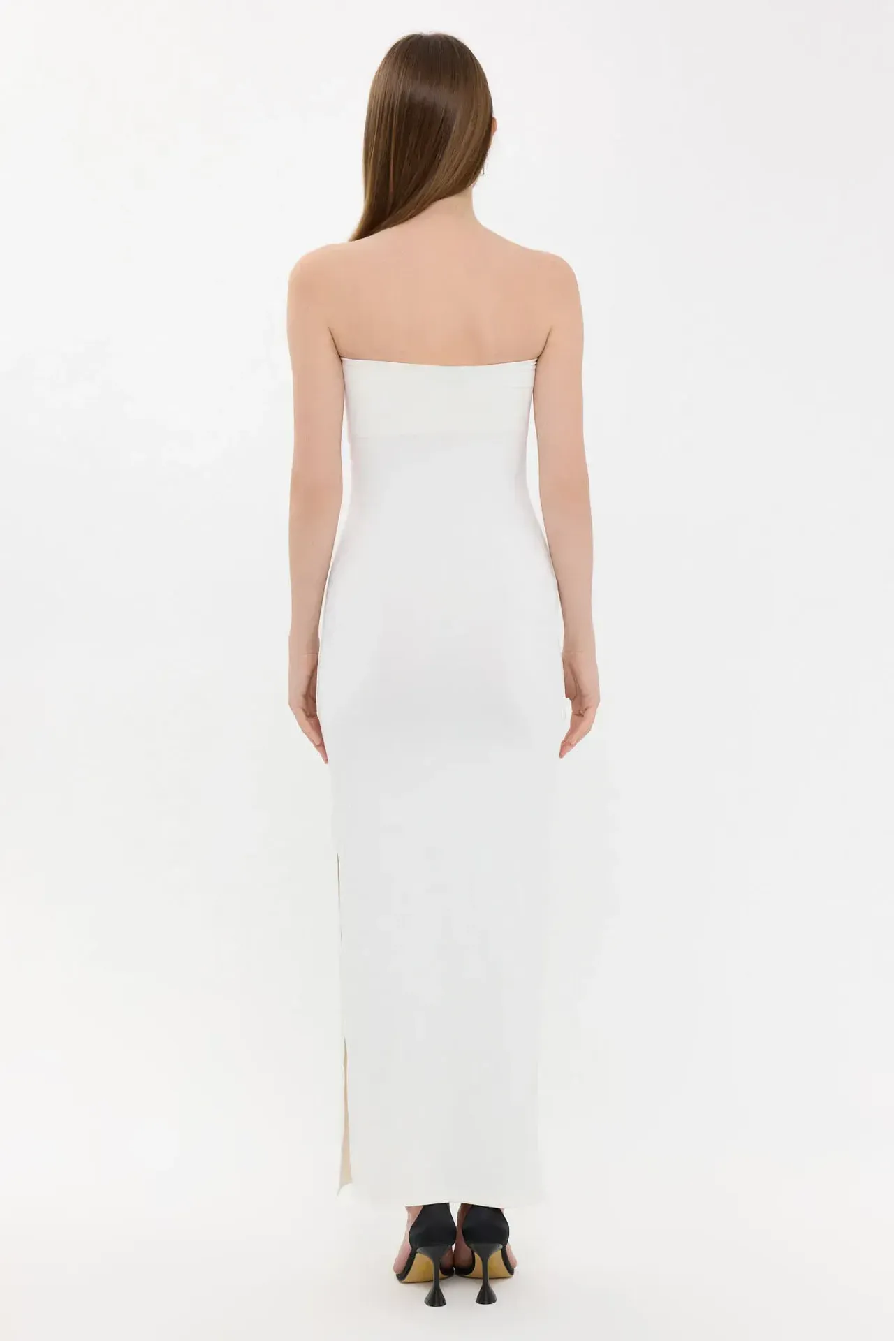 Strapless Bodycon Maxi Dress with Side Slit