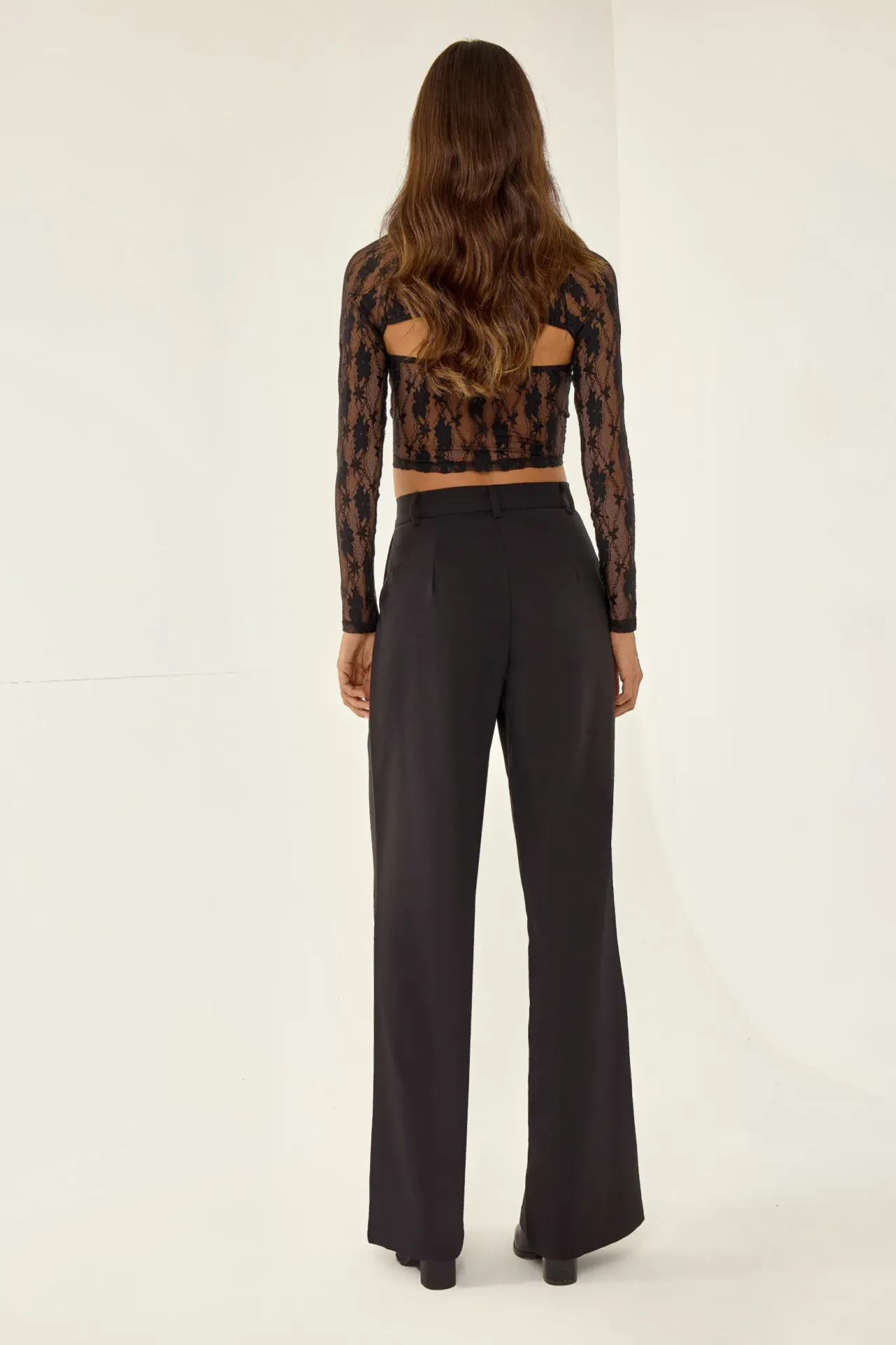 Fitted High Waisted Flared Trousers 