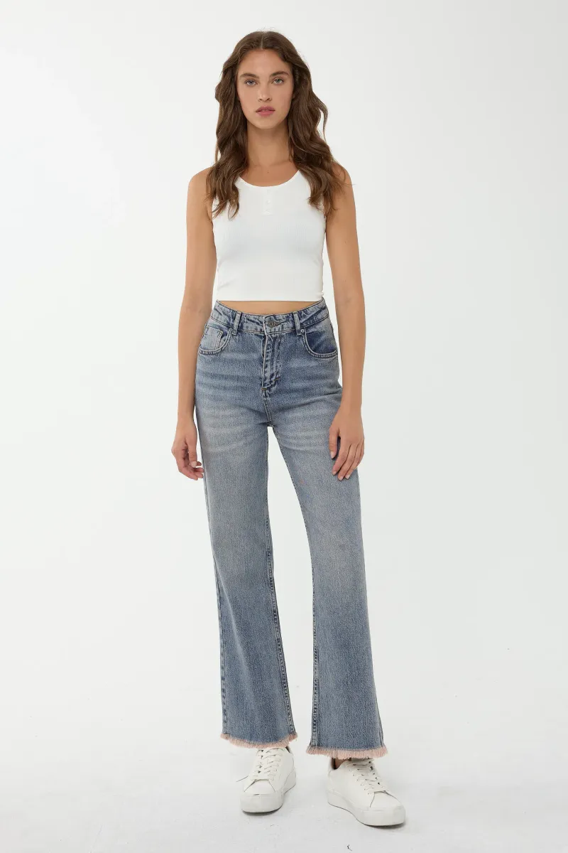 High Waist Boot Cuff Jeans 1