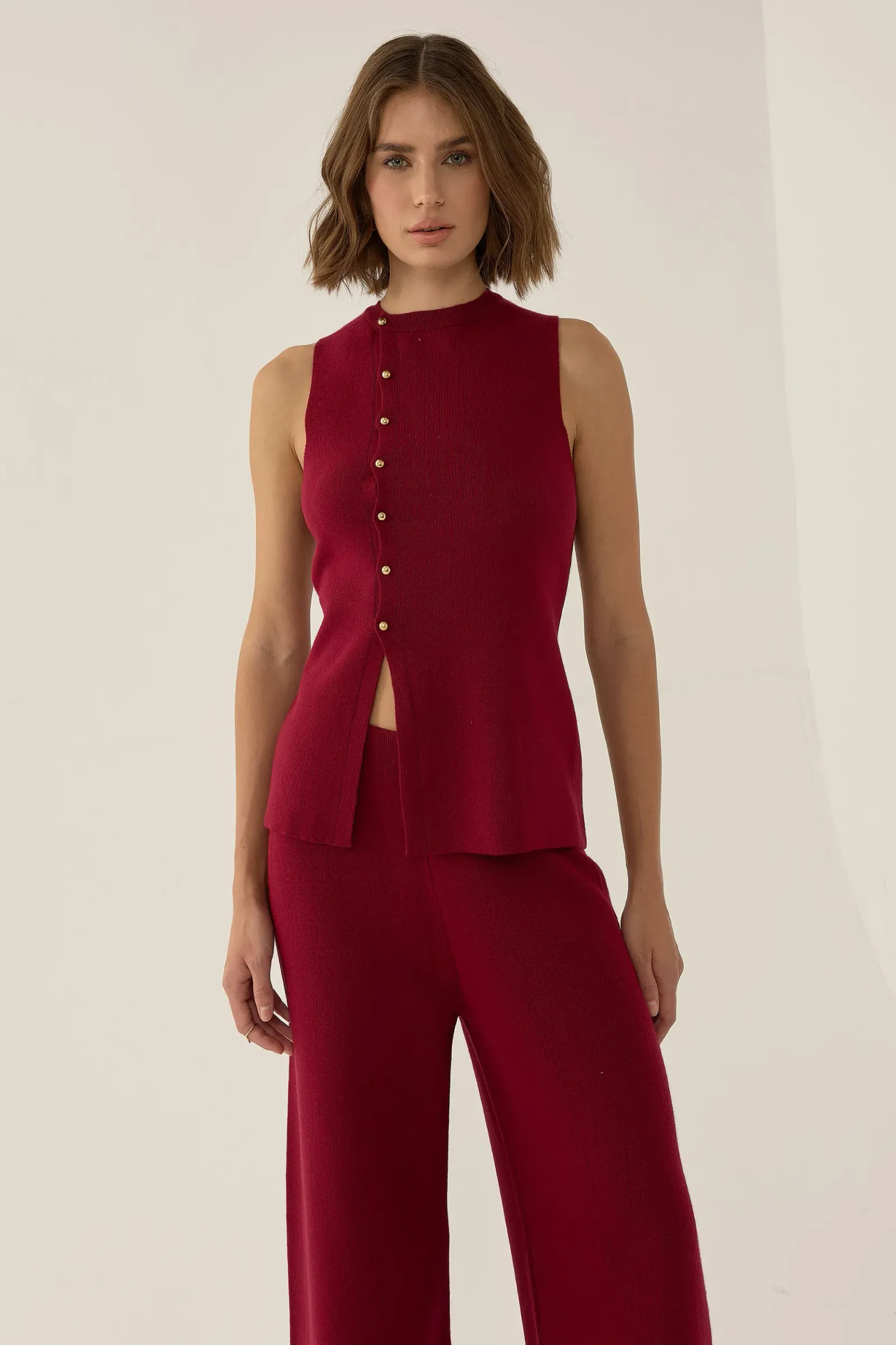 Knitwear Two-Piece Set with Button Detail 2