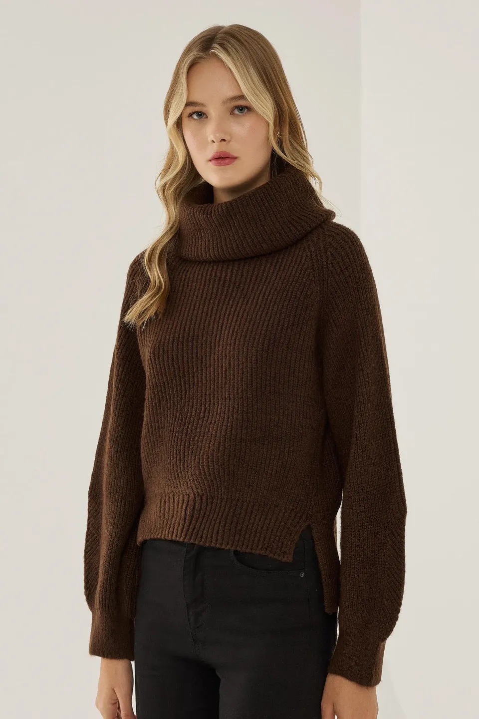 Oversized Turtleneck Knit Sweater