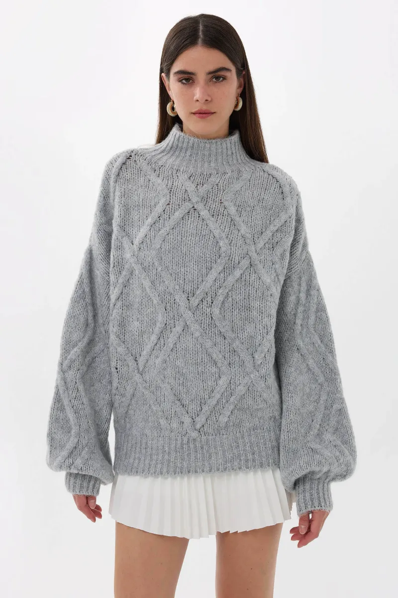 Textured Oversized High-Neck Sweater 2