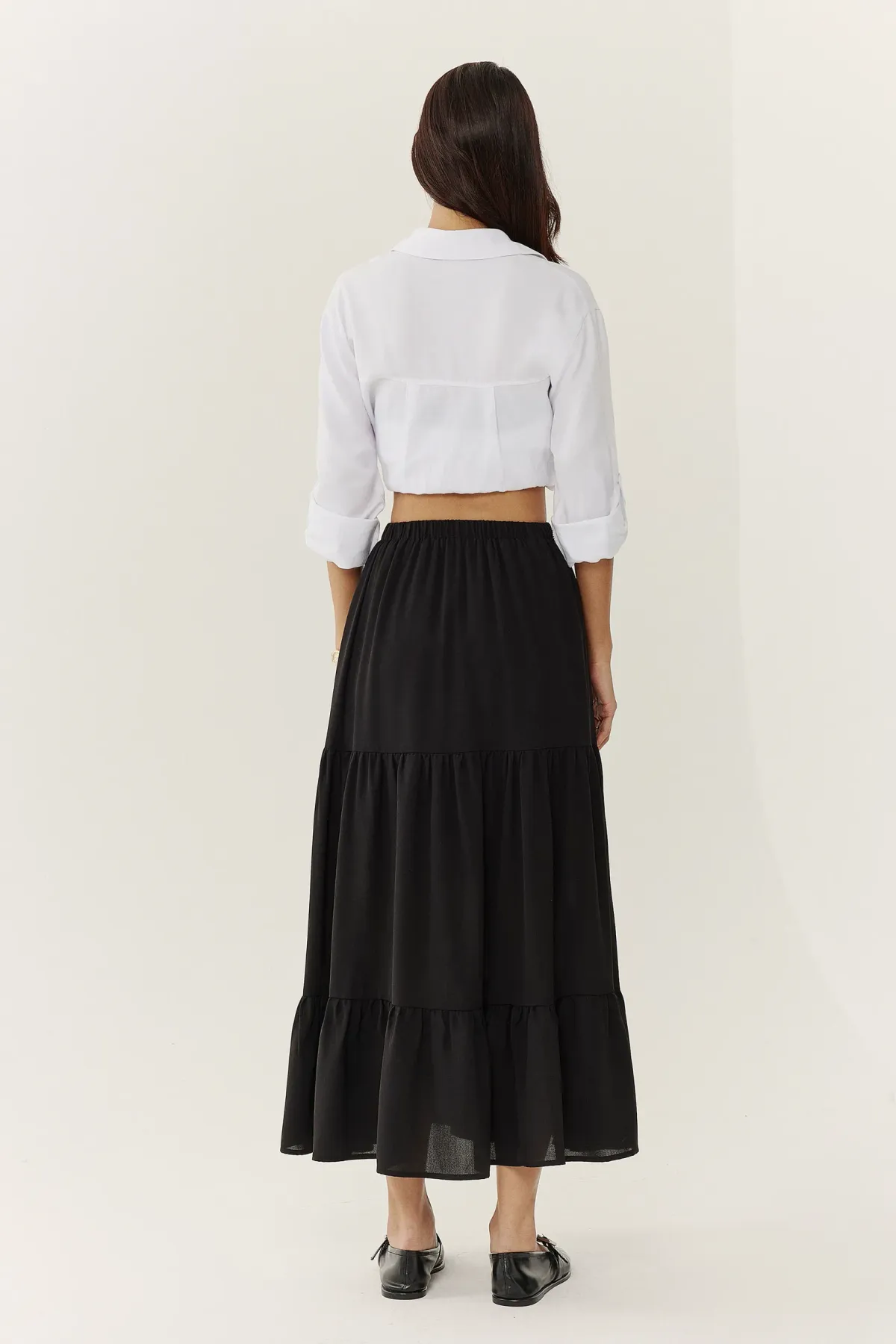Tiered Maxi Skirt with Elastic Waist 8