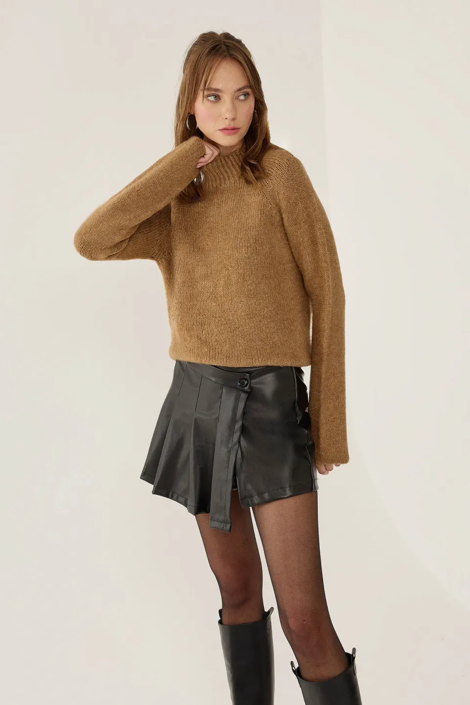 Oversized High-neck Knit Sweater