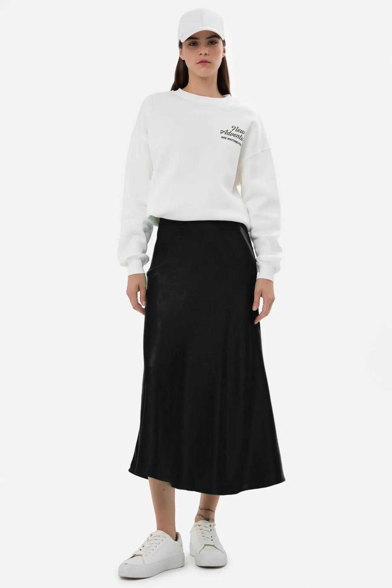 High Waist Satin Midi Skirt 5