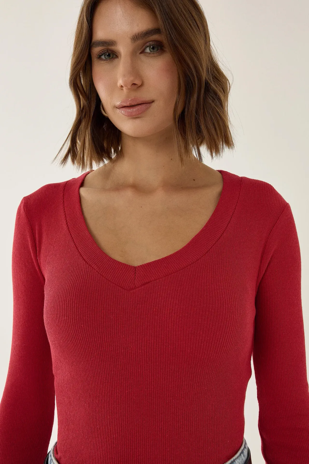 Slim Fit V-Neck Jersey Top