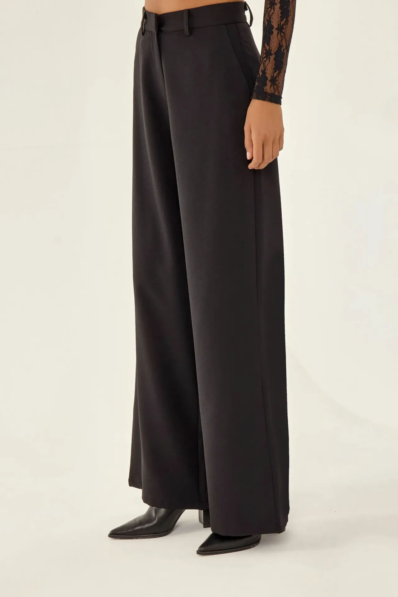 Fitted High Waisted Flared Trousers 