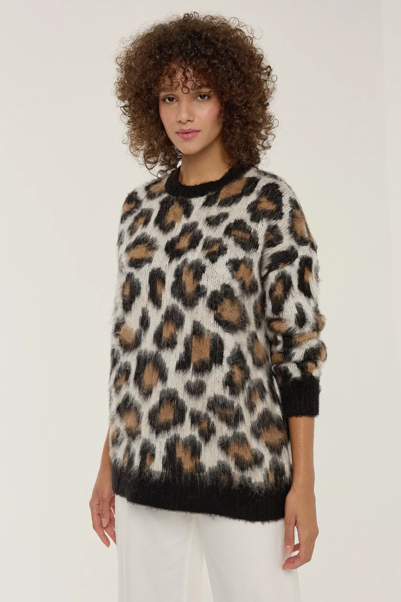 Leopard Print Knitted Sweater
