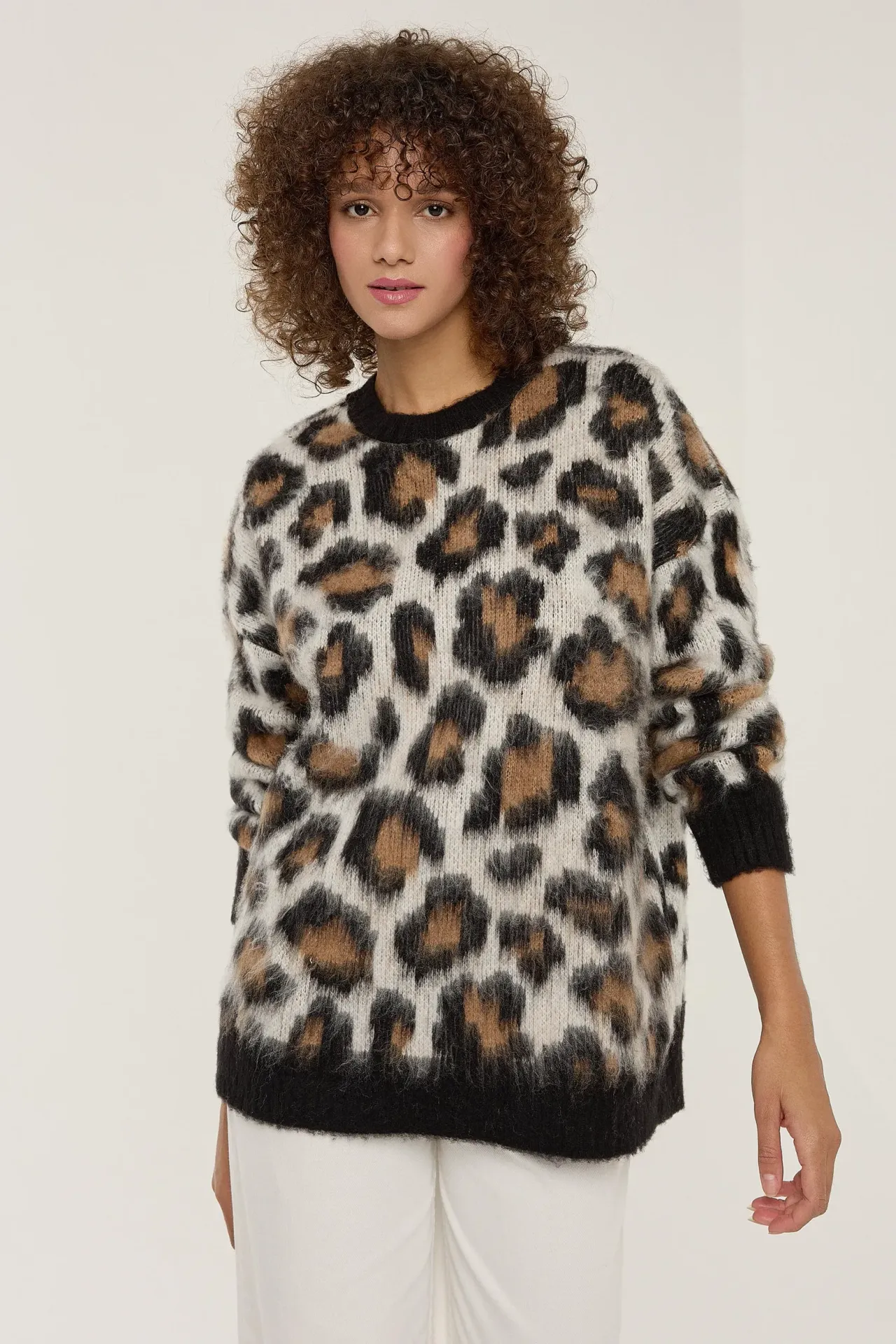 Leopard Print Knitted Sweater