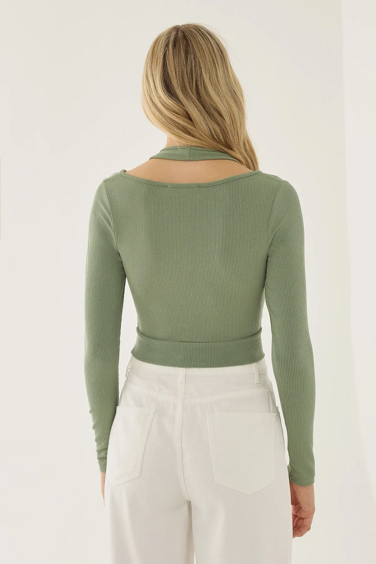 Long Sleeve Buckle Crop Top 6