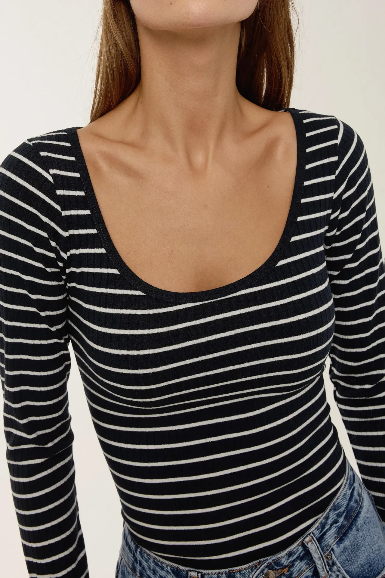 Striped Pool Collar Blouse