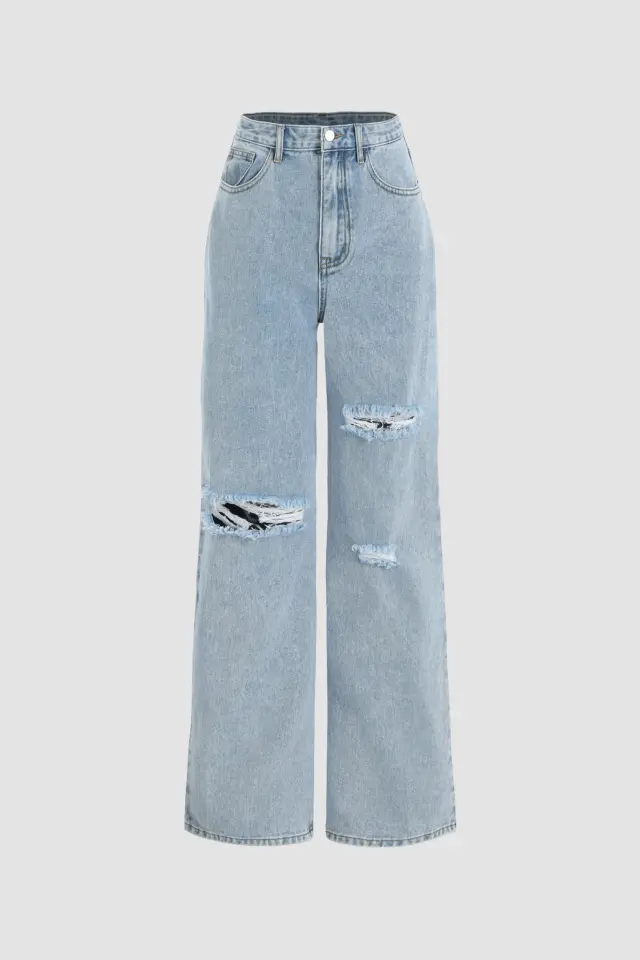 Destroyed Wide Leg Jeans