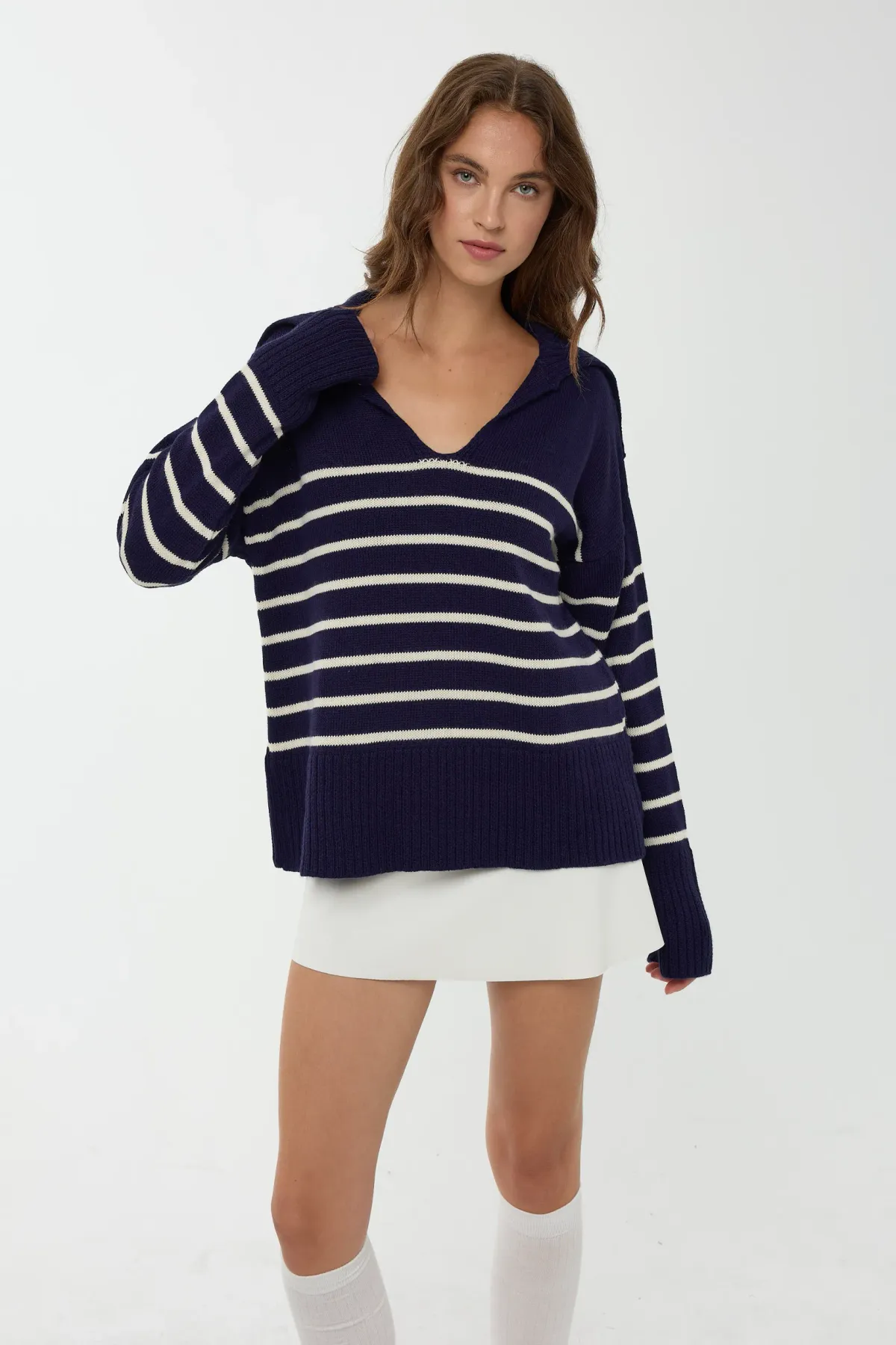 Striped V-Neck Sweater 2