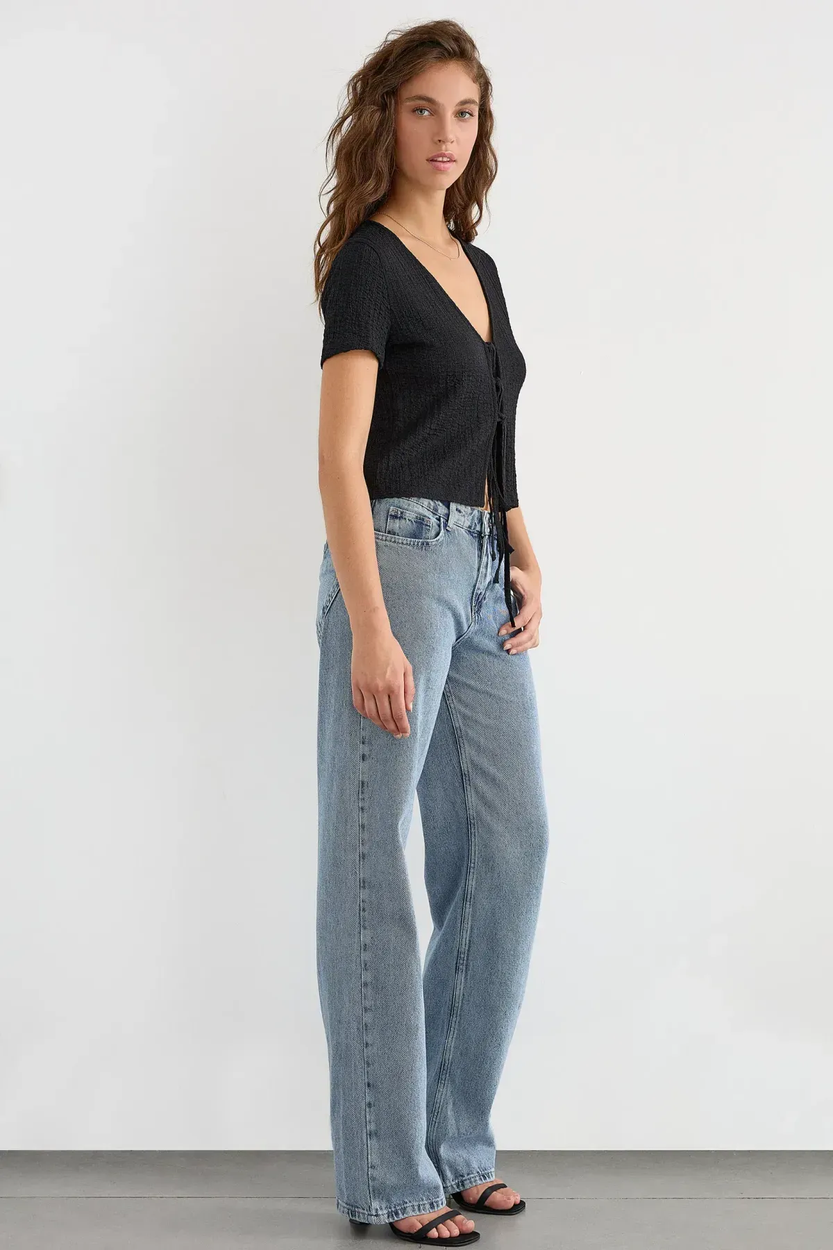 Short Sleeve Tie-Up Detail Blouse 1