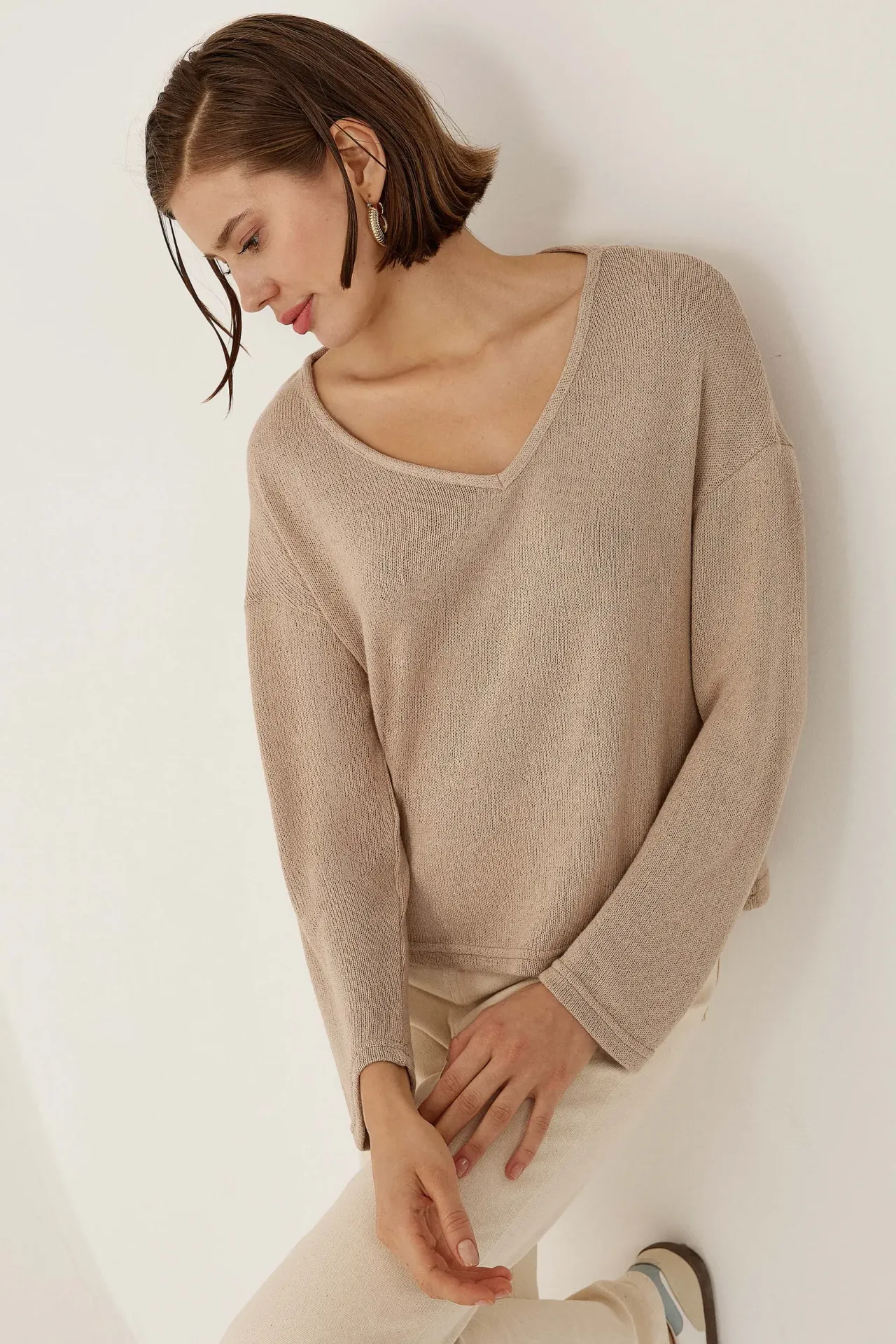 V-Neck Long Sleeve Blouse