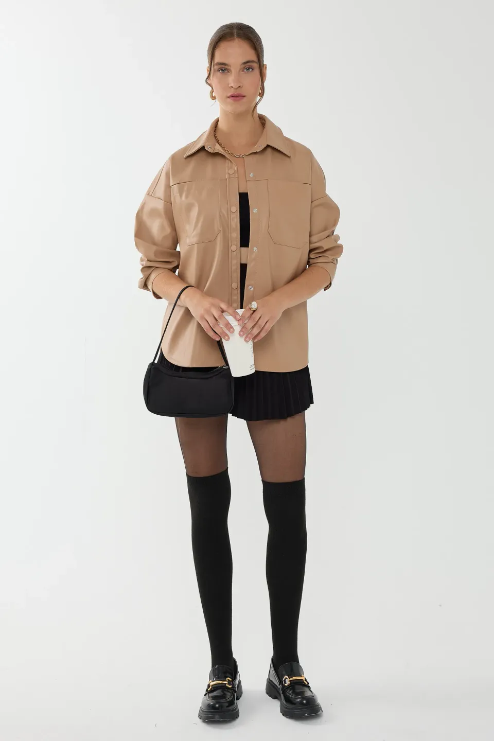 Faux Leather Oversized Shirt