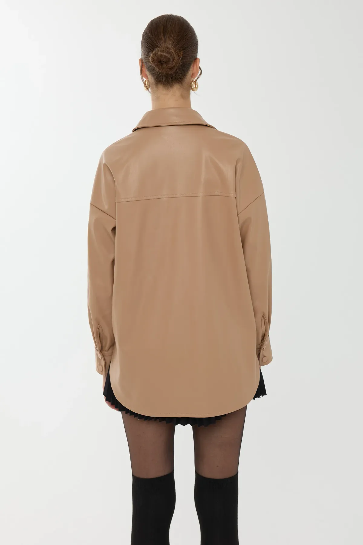 Faux Leather Oversized Shirt 5