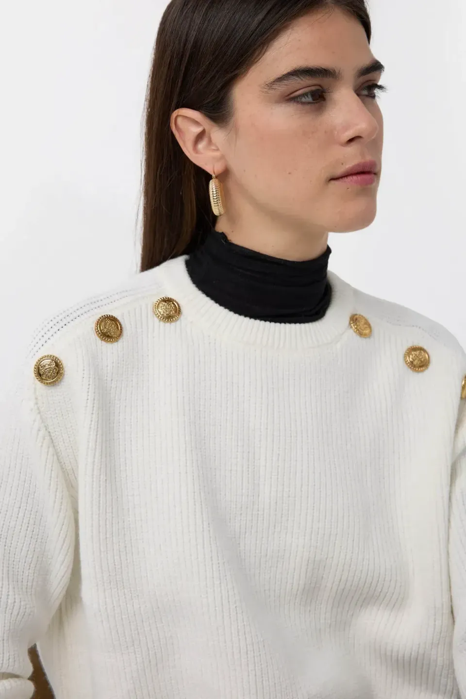 Knitted Button-Detail Sweater