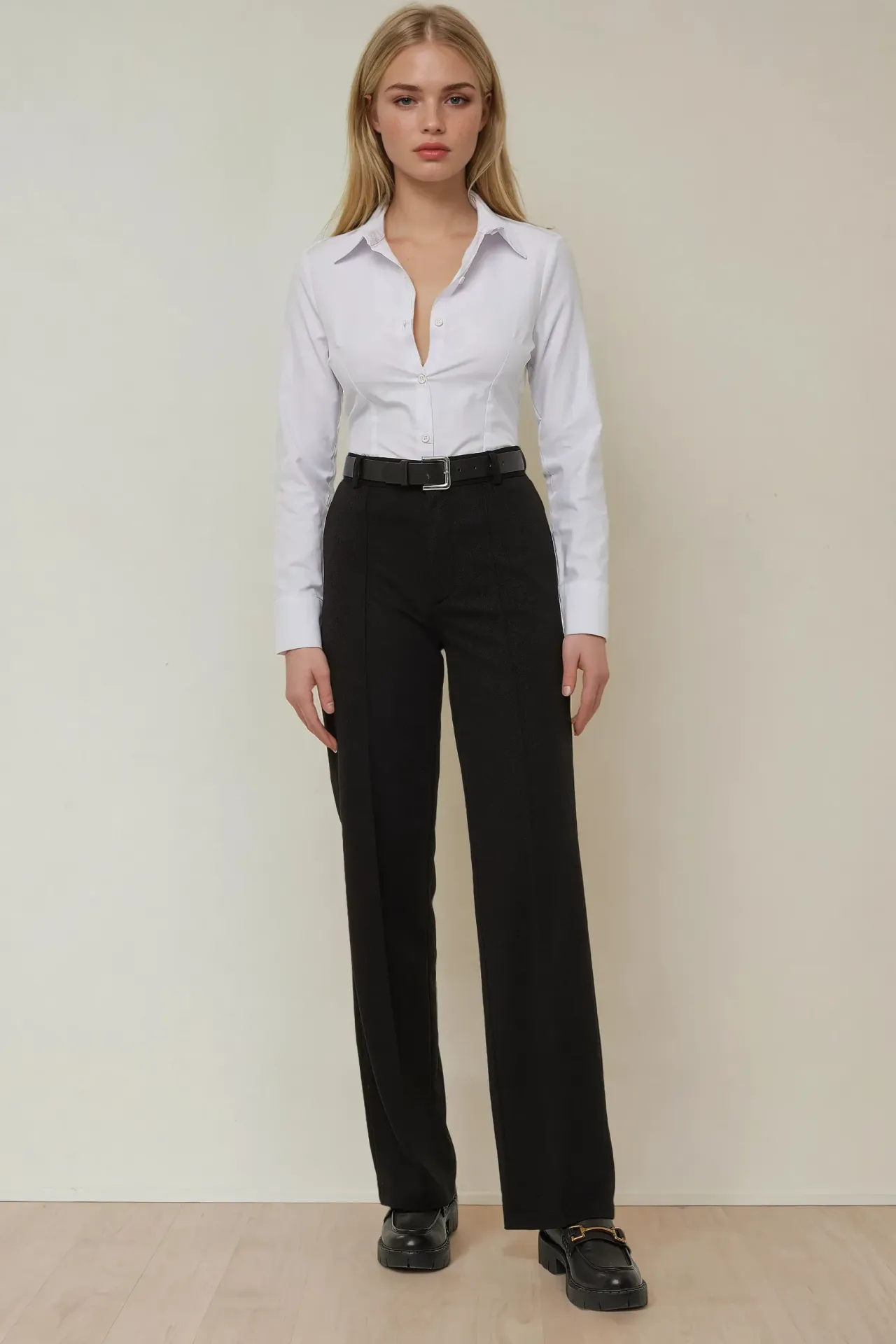 Straight Leg Pants with Stitch Detailed  3