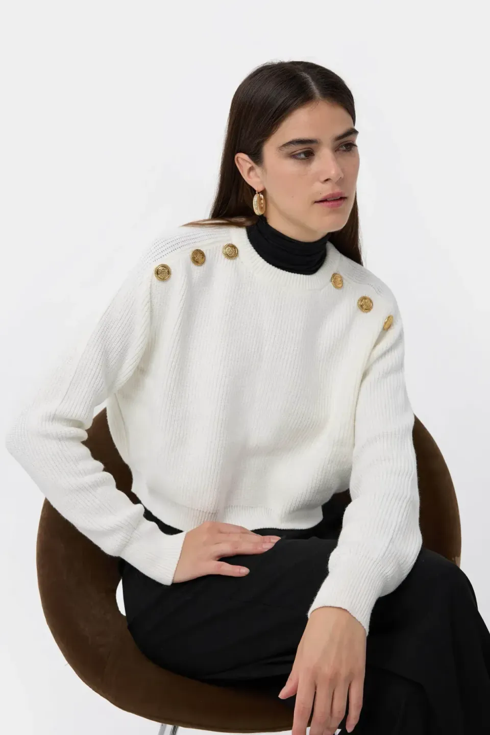 Knitted Button-Detail Sweater