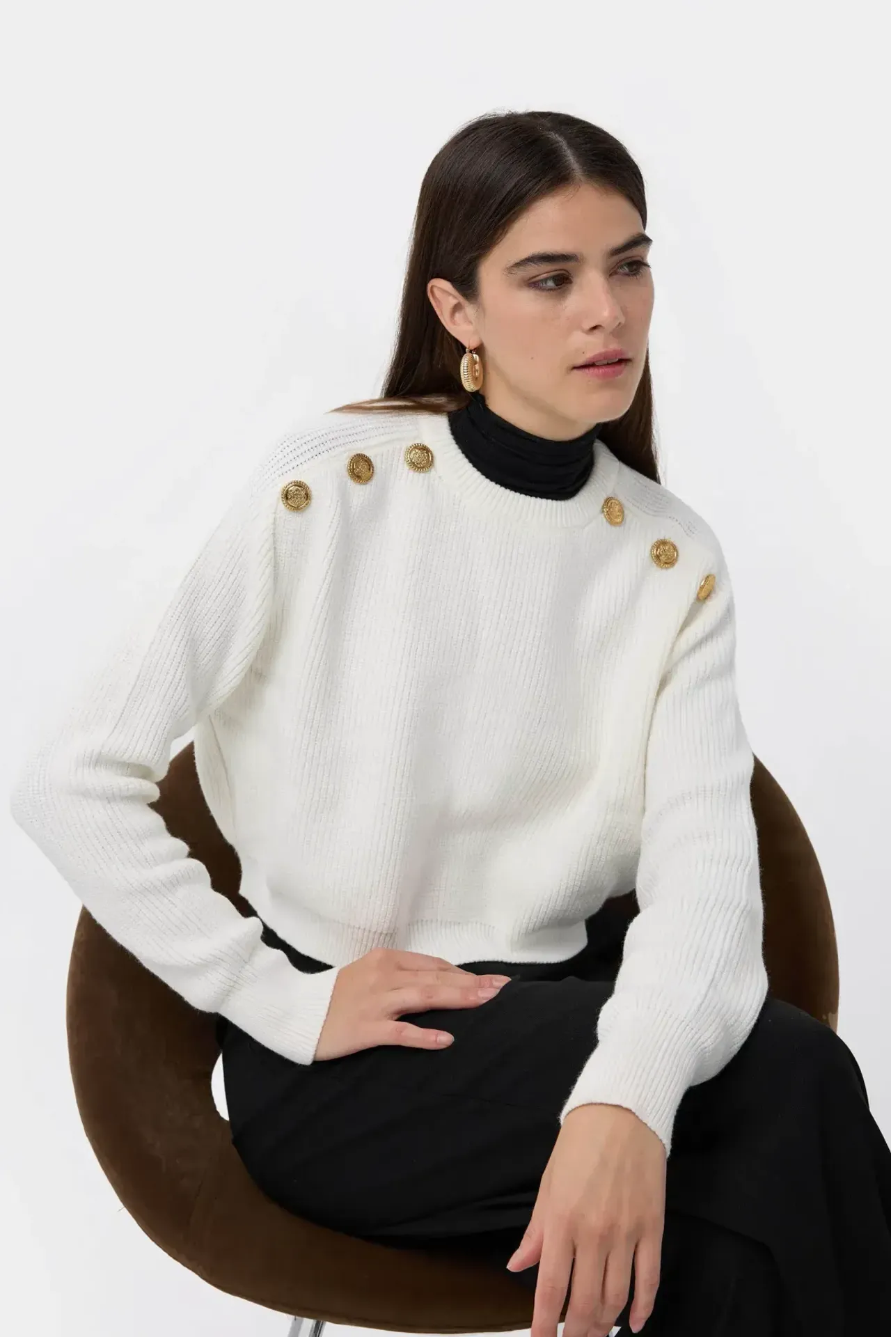 Knitted Button-Detail Sweater
