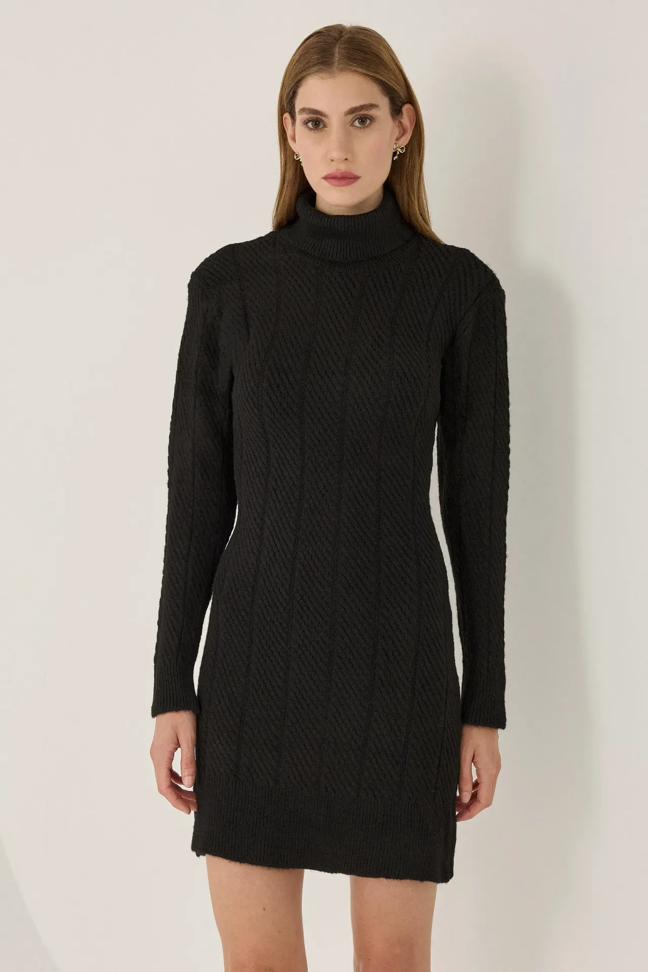 Mini Turtleneck Knit Dress