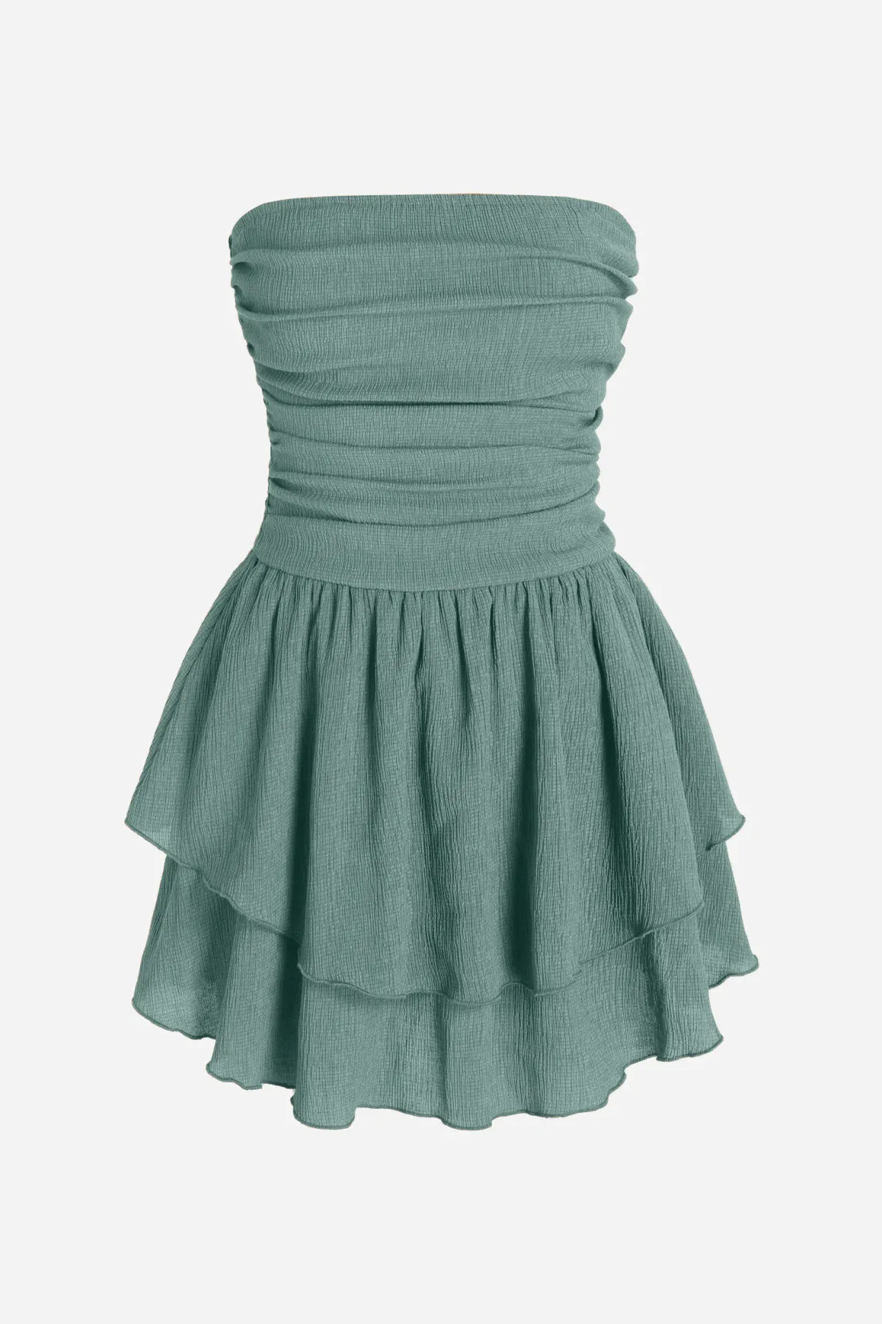 Strapless Textured Ruffle Mini Dress
