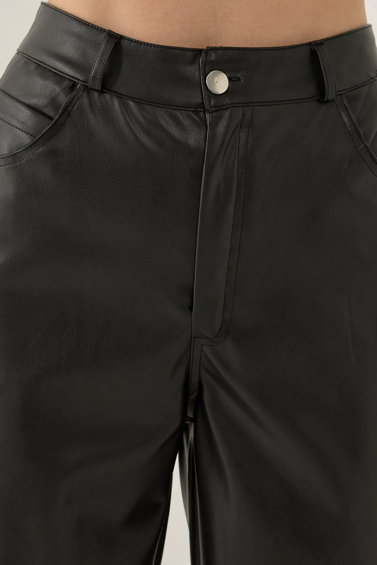 High Waist Faux Leather Straight Leg Pants